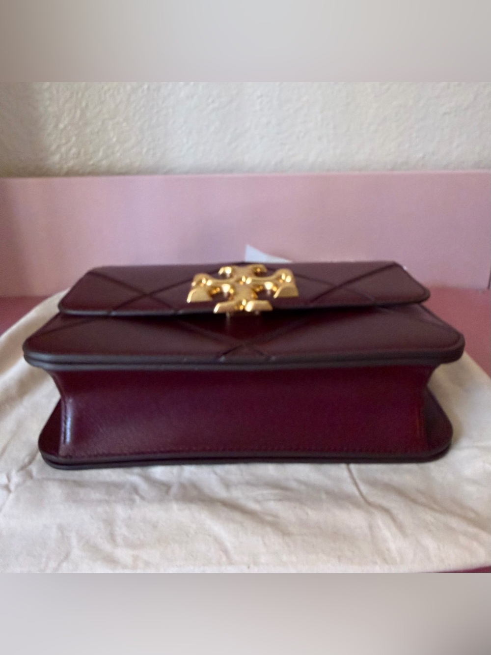 Brand New Tory Burch Eleanor Burgundy Leather Shoulder Bag - Picture 10 of 10